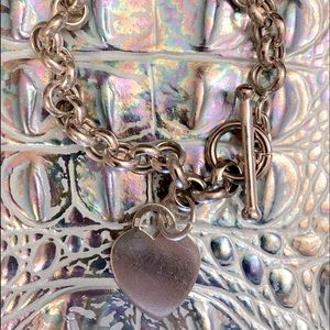 Sterling Silver Heart Pendant Toggle Bracelet